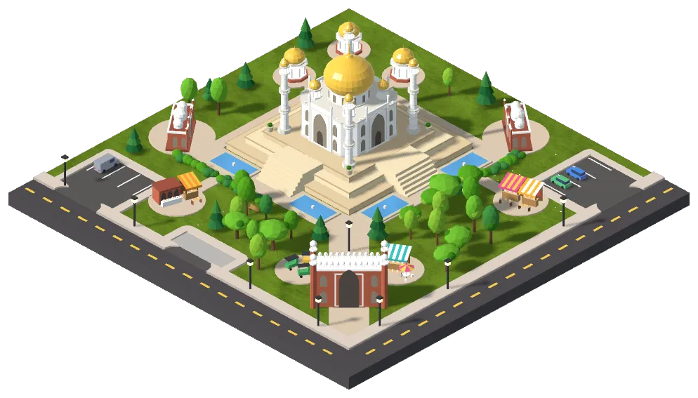 Isometric illustration of the World Wonder Prosperity